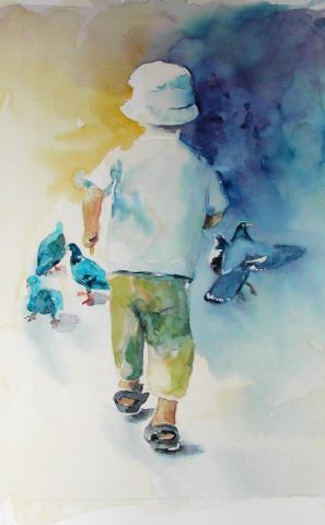 Enfant et pigeons